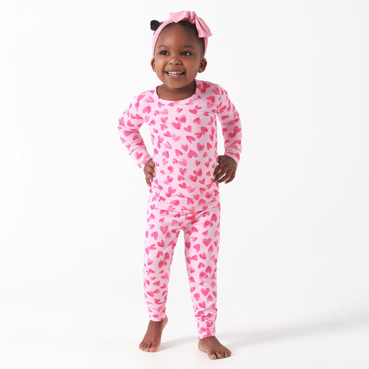2-Piece Infant & Toddler Girls Heartfelt Buttery Soft Viscose Made from Eucalyptus Snug Fit Pajamas